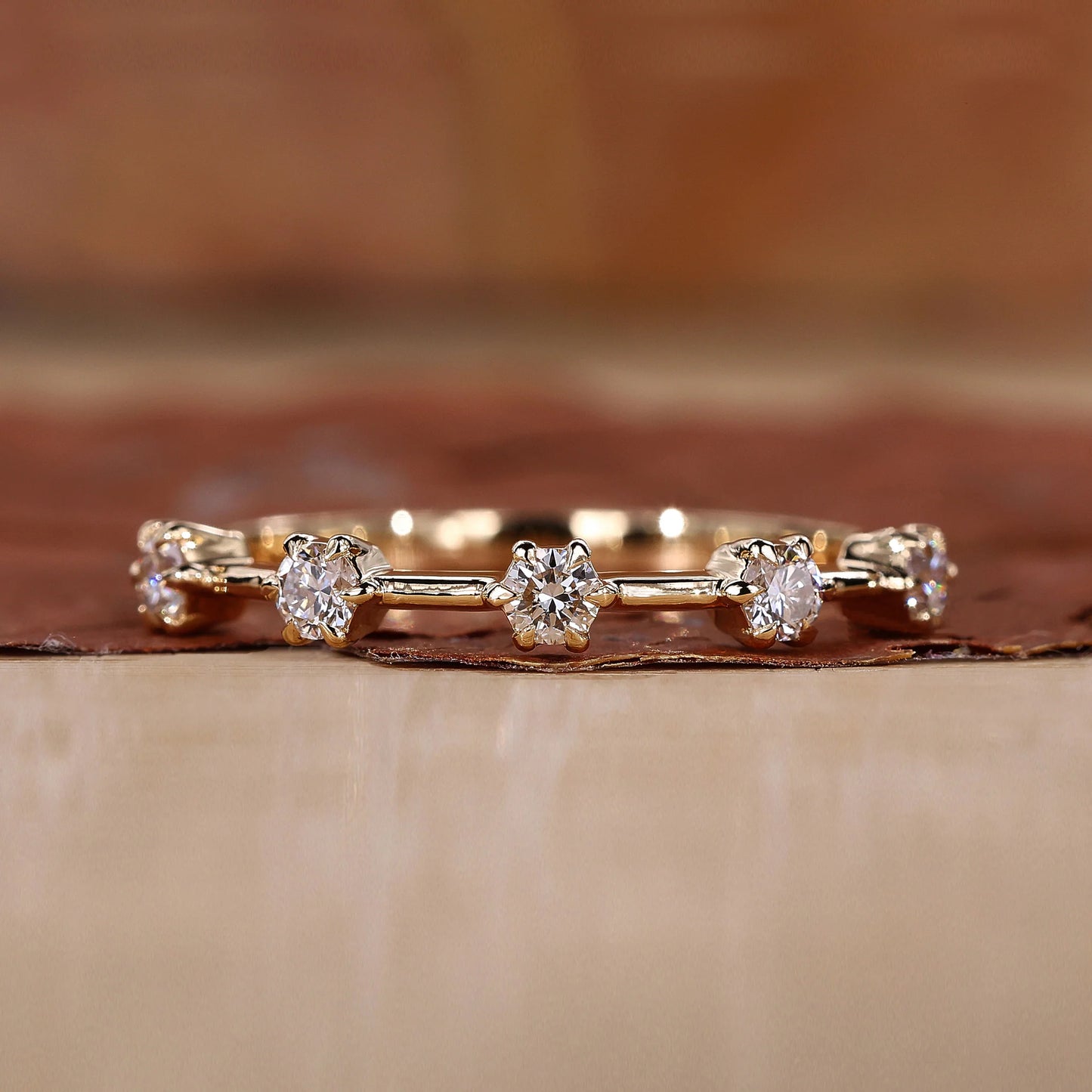 5 stone wedding band - Distance Pave