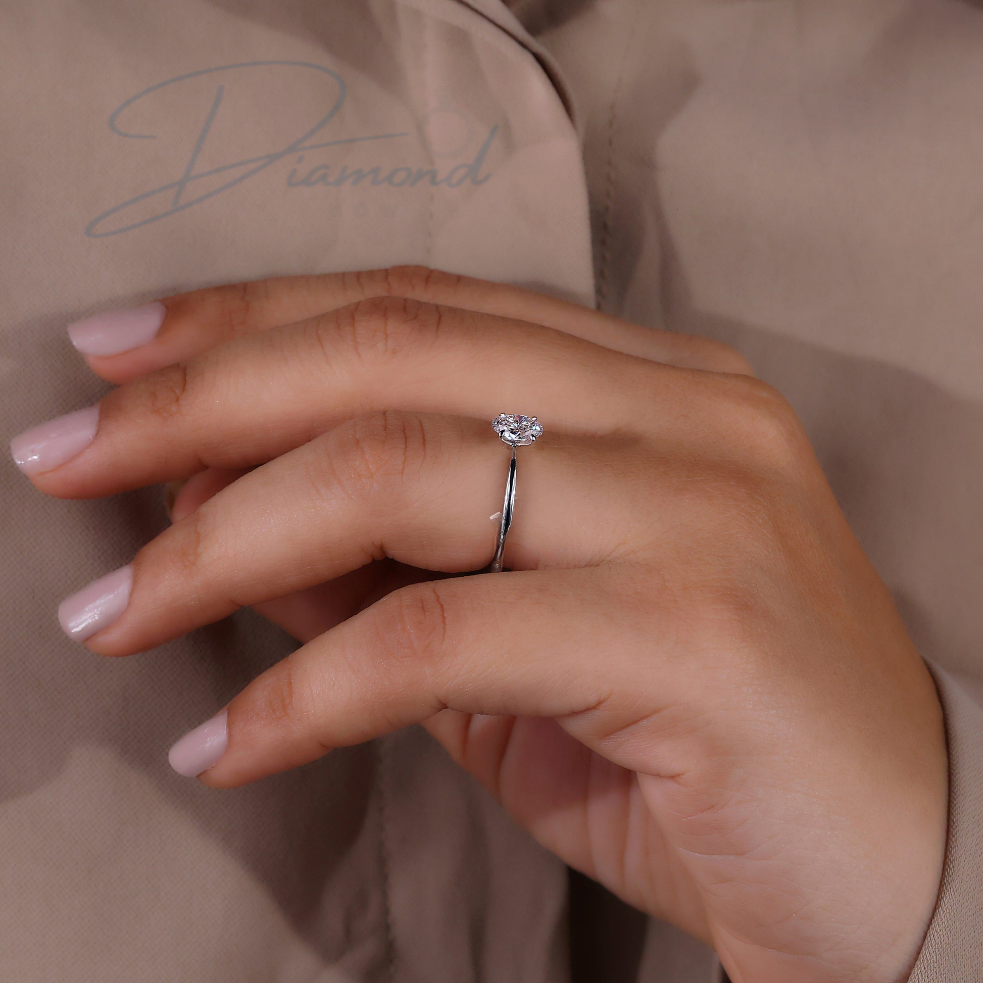 Oval Solitaire Engagement Ring with Tapered Shank