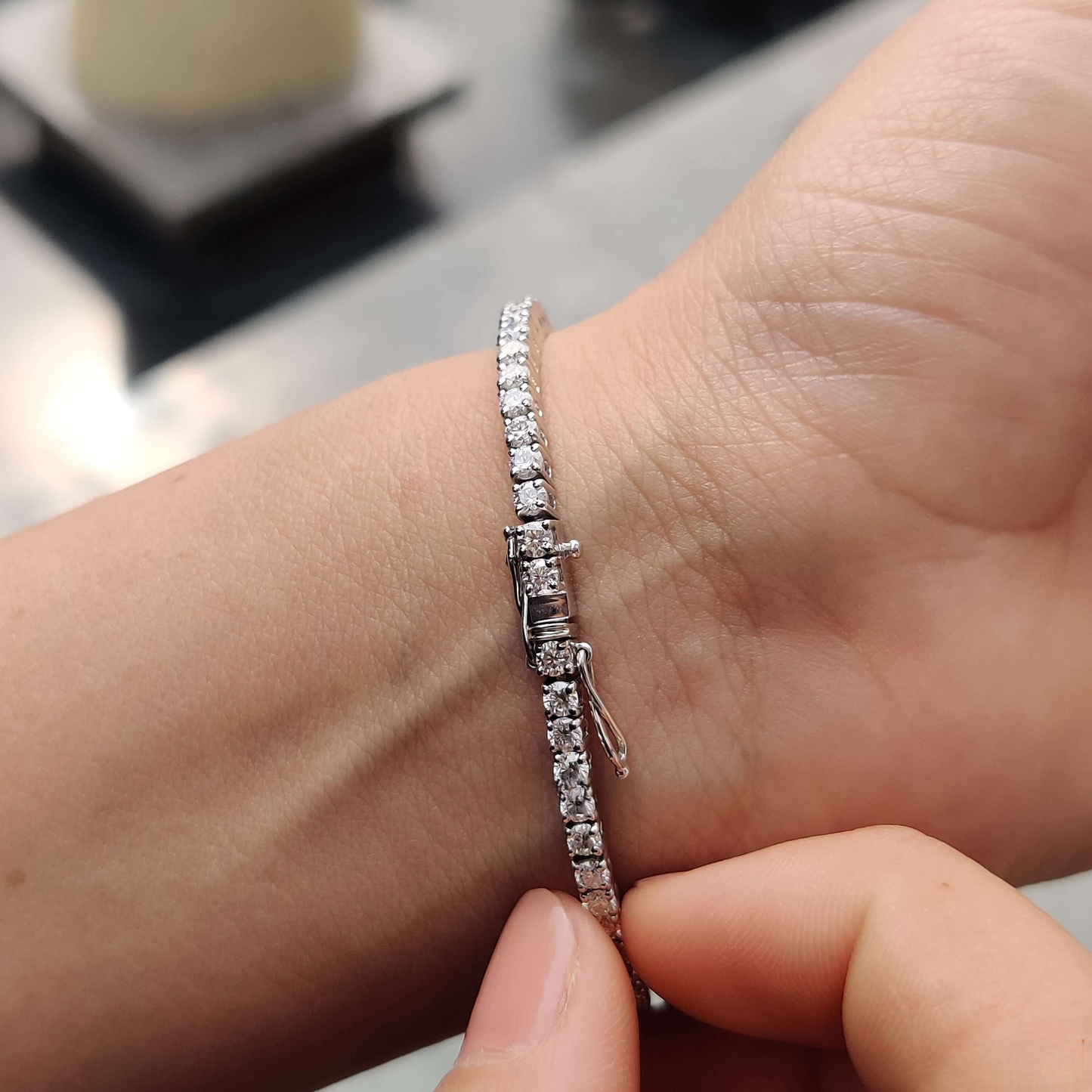 2.50 MM Round Cut Colorless Moissanite Tennis Bracelet