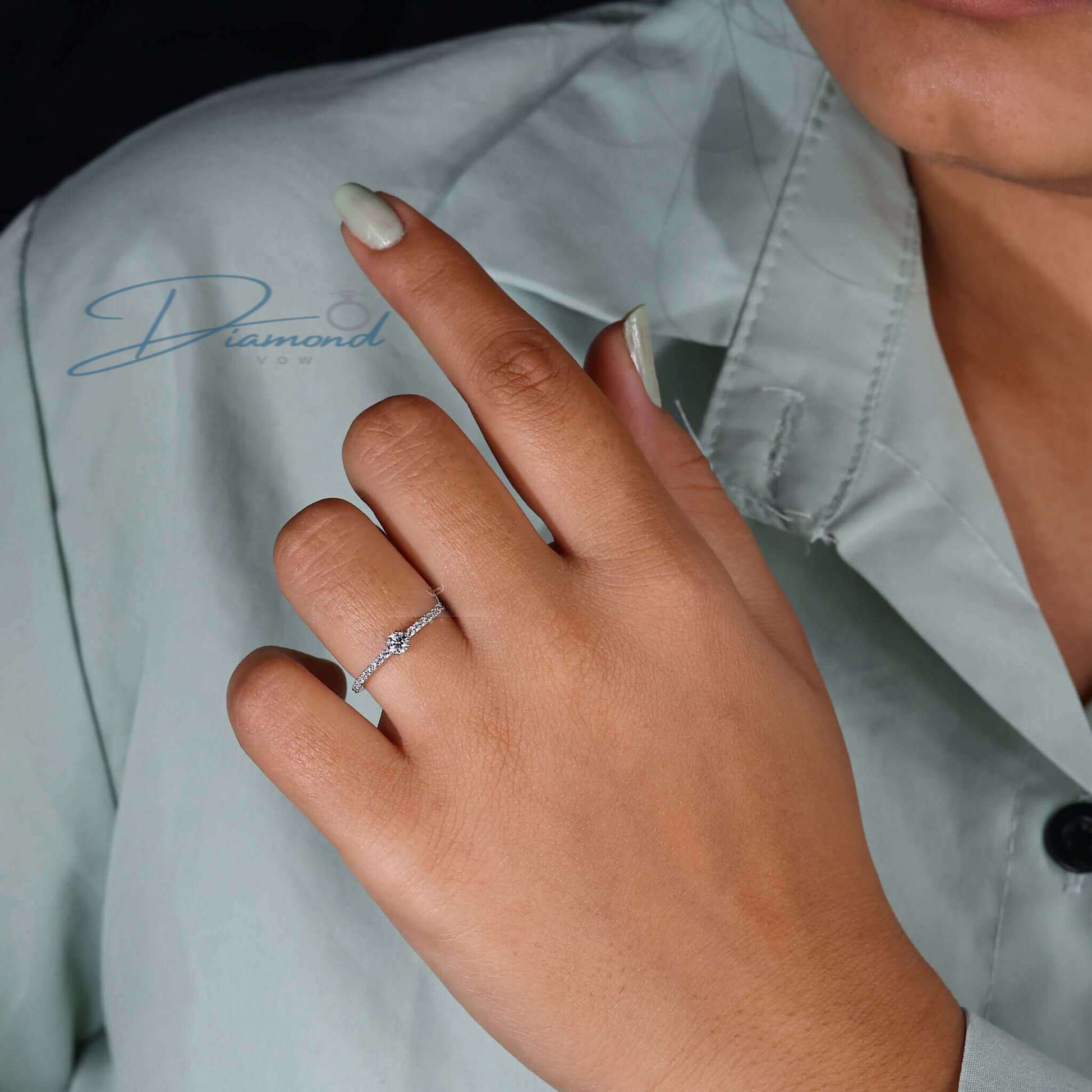 Minimalist Engagement Ring, Round Lab Grown Diamond Ring for Women