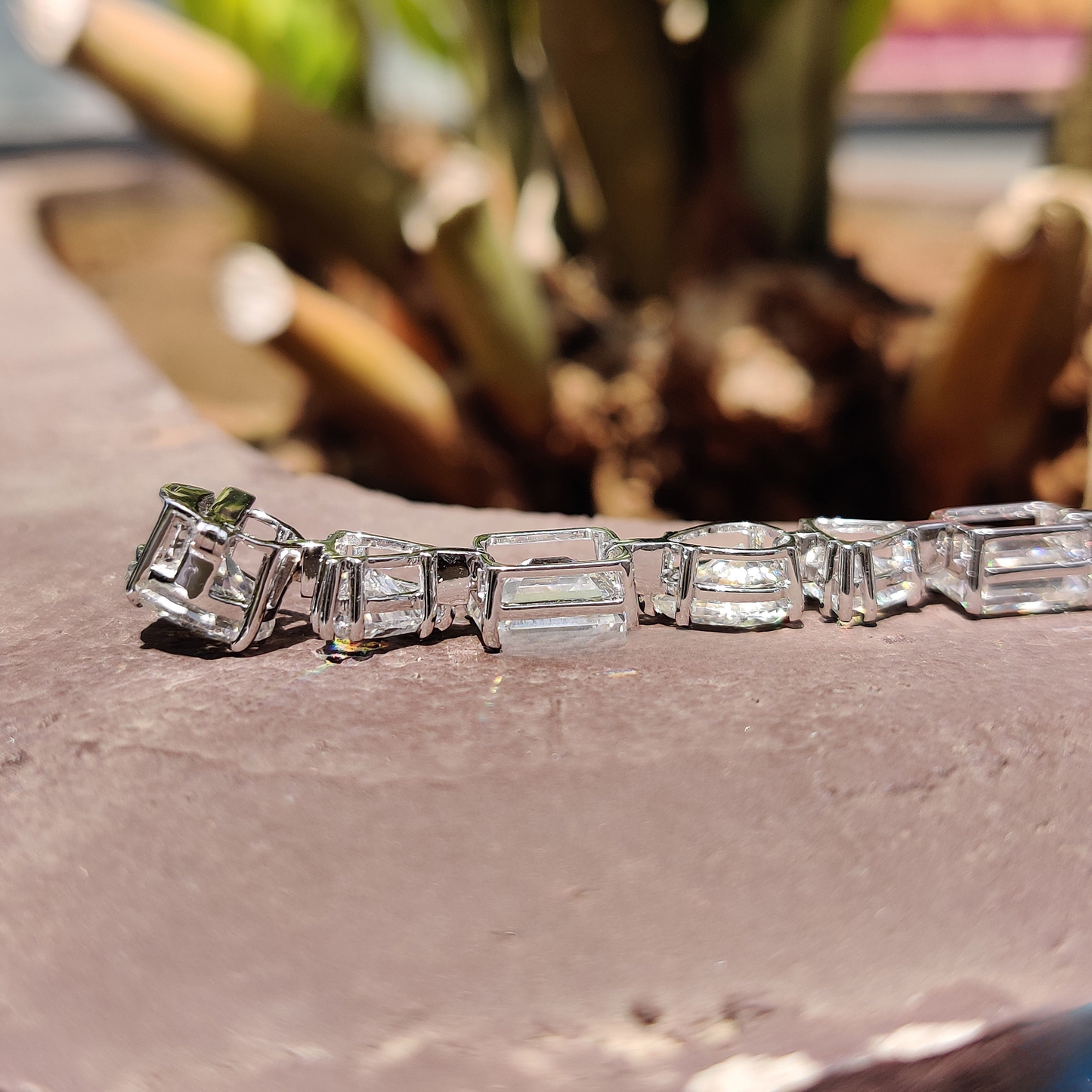 Multi Shape Colorless Moissanite Tennis Bracelet, Celebrity Style Certified Moissanite Wedding Bracelet