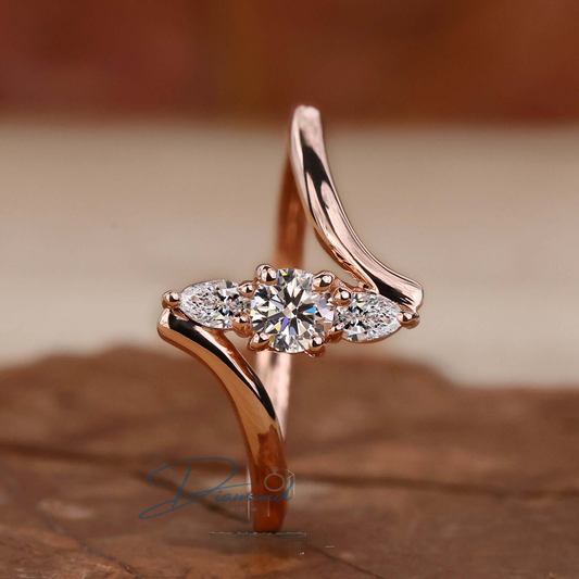 Round and Pear Lab Grown Diamond Promise Ring