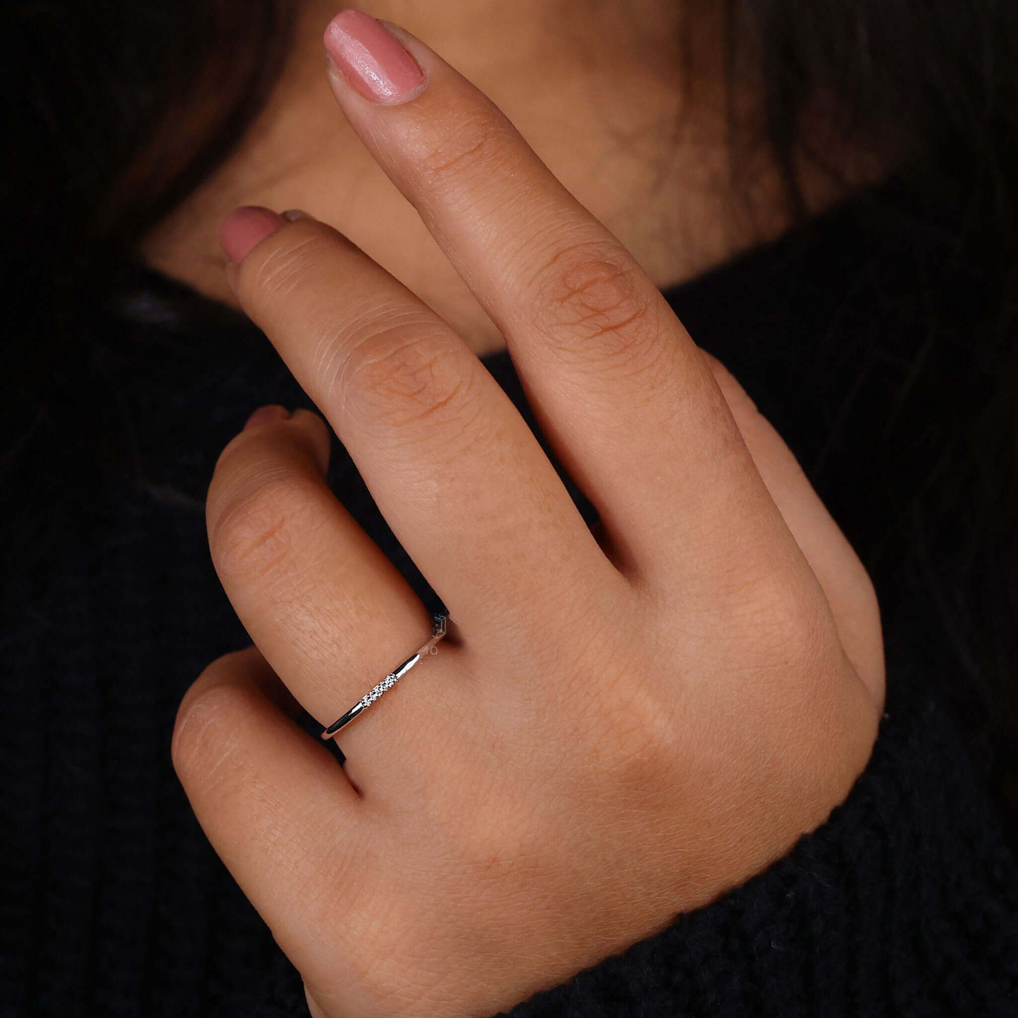 Round Lab Grown Diamond Dainty Wedding Band