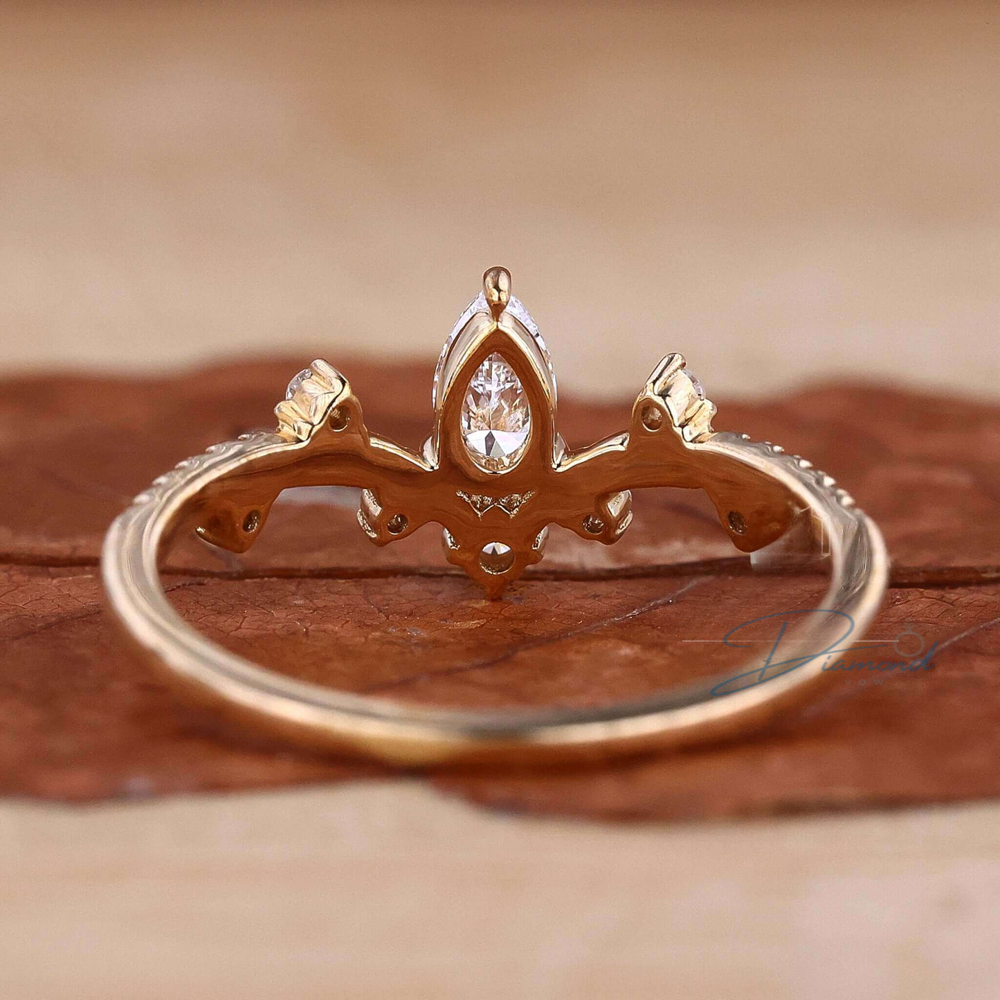 Pear Cut Lab Grown Diamond Chevron Style Promise Ring