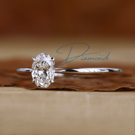 Oval Solitaire Engagement Ring with Tapered Shank