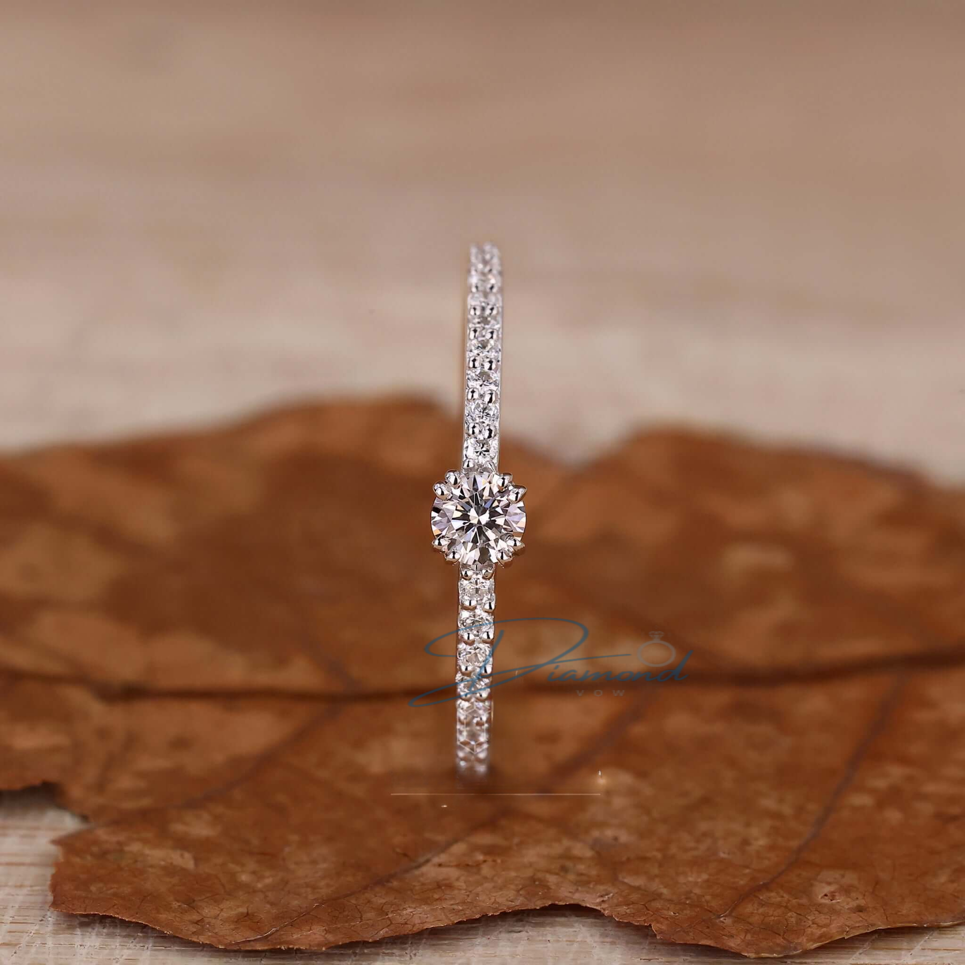 Minimalist Engagement Ring, Round Lab Grown Diamond Ring for Women