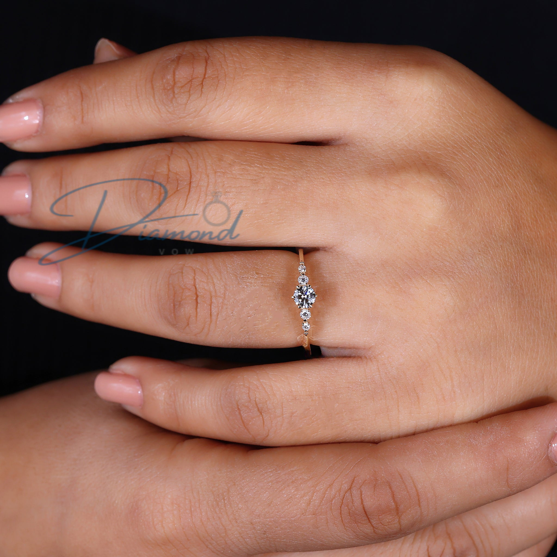 5 Stone Engagement Ring with Round Diamonds