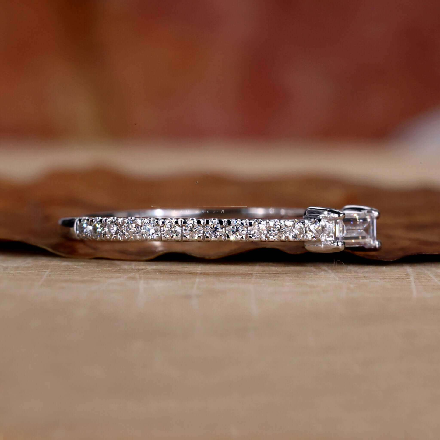Baguette Cut EFVS Lab Grown Diamond Minimalist Wedding Band