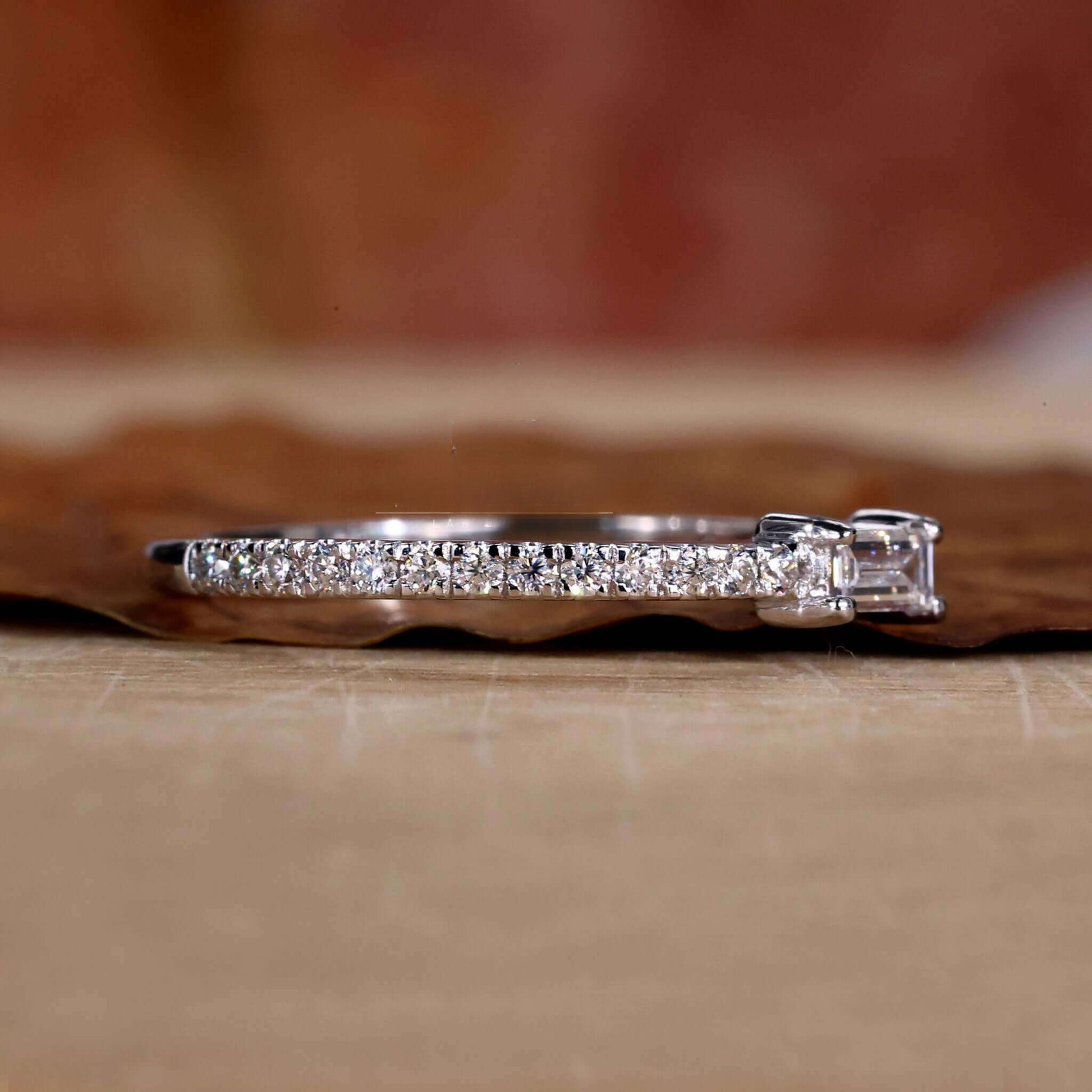 Baguette Cut EFVS Lab Grown Diamond Minimalist Wedding Band