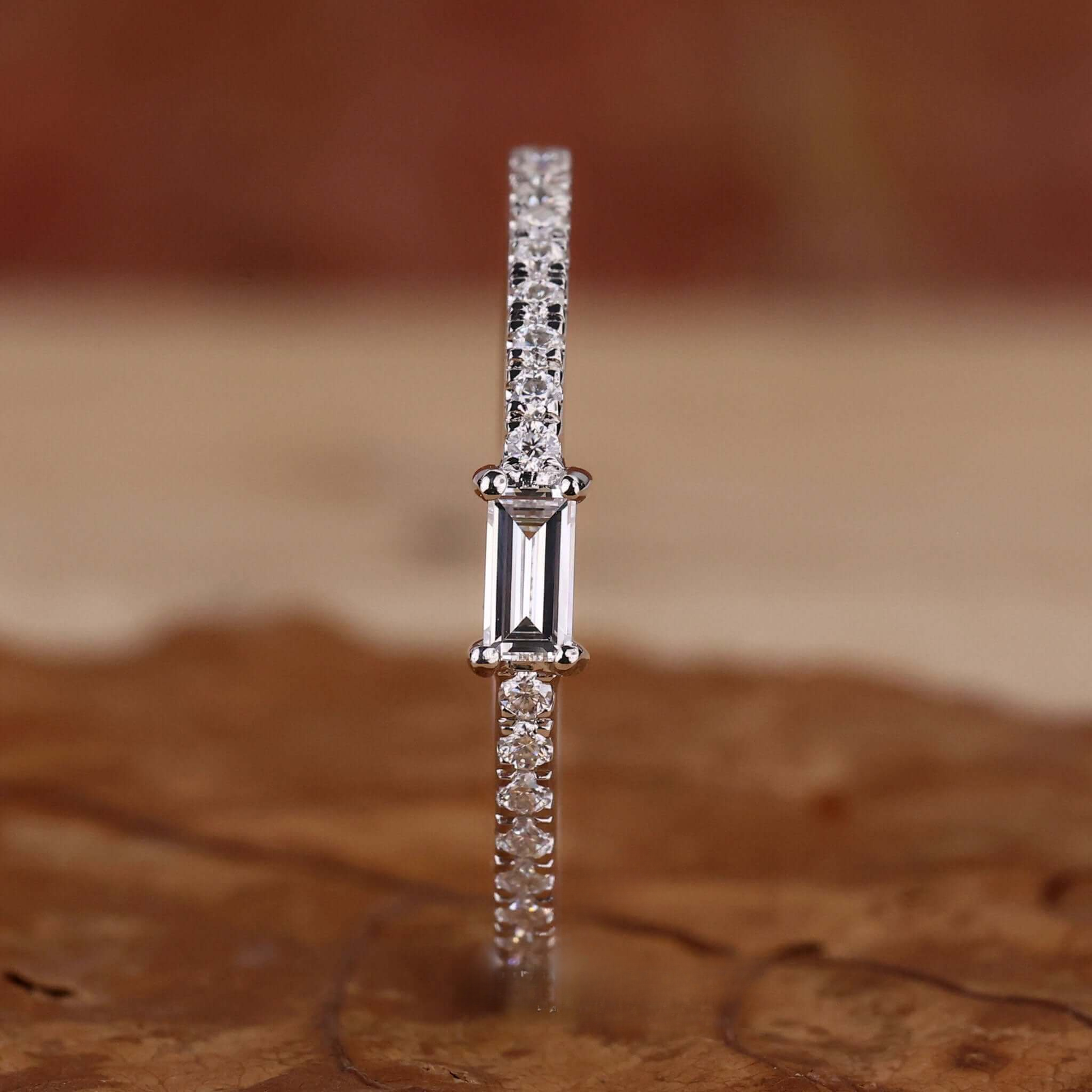 Baguette Cut EFVS Lab Grown Diamond Minimalist Wedding Band
