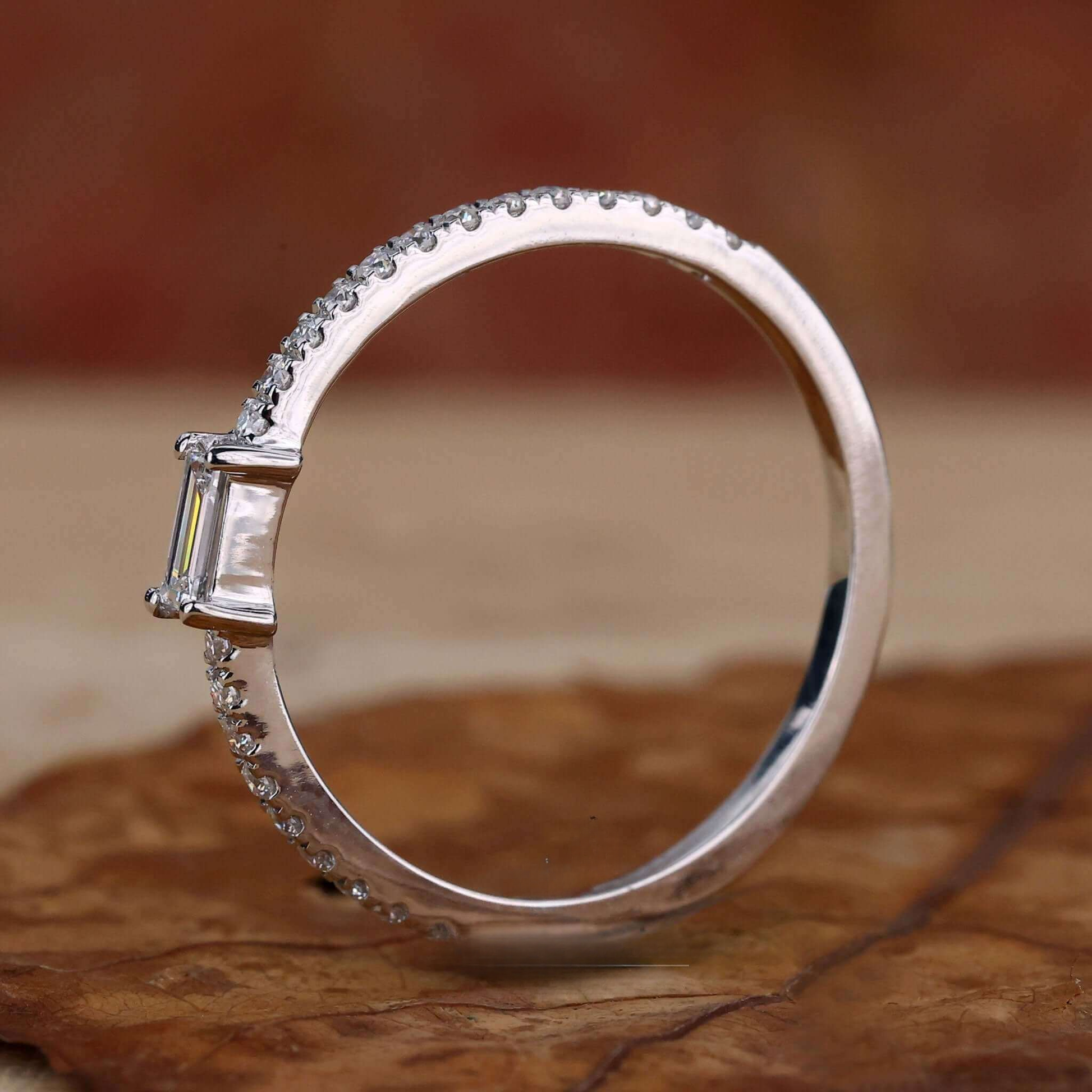 Baguette Cut EFVS Lab Grown Diamond Minimalist Wedding Band