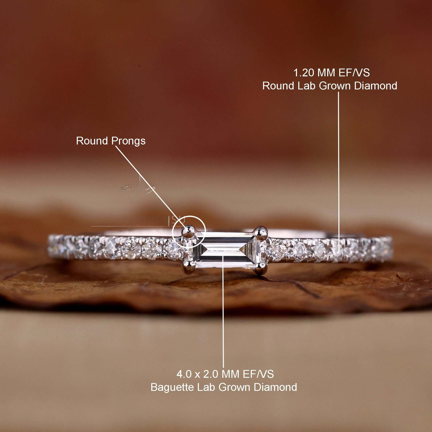 Baguette Cut EFVS Lab Grown Diamond Minimalist Wedding Band