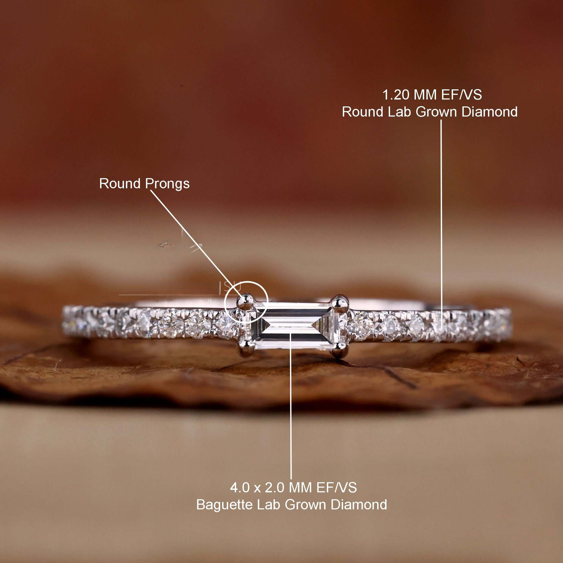 Baguette Cut EFVS Lab Grown Diamond Minimalist Wedding Band