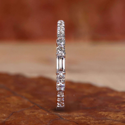 Elegant Wedding Band with Baguette and Round EF-VS Lab Grown Diamonds