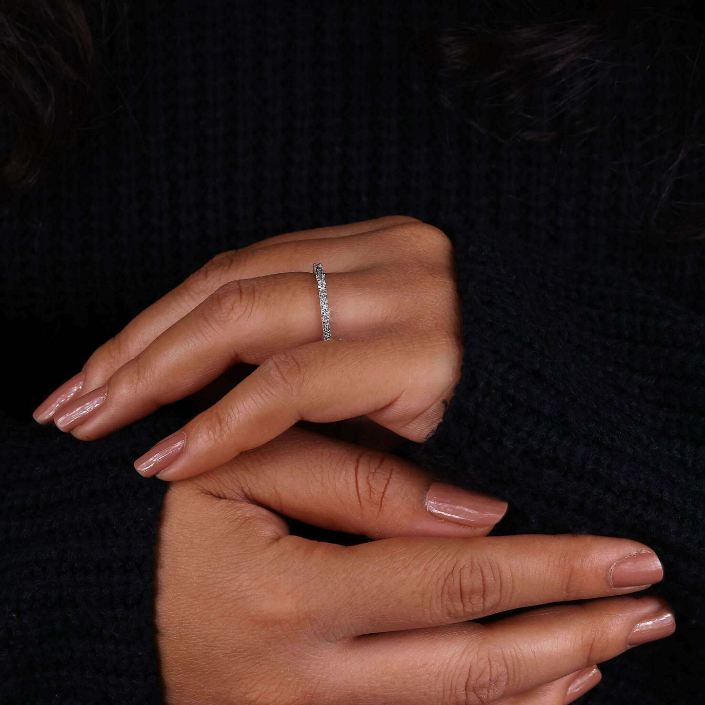 Elegant Wedding Band with Baguette and Round EF-VS Lab Grown Diamonds