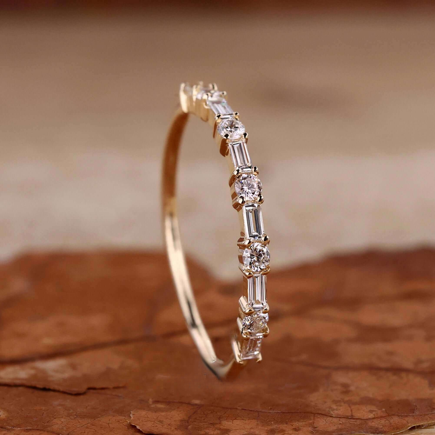 Eternity Wedding Band with Alternating Baguette and Round Lab Grown Diamonds