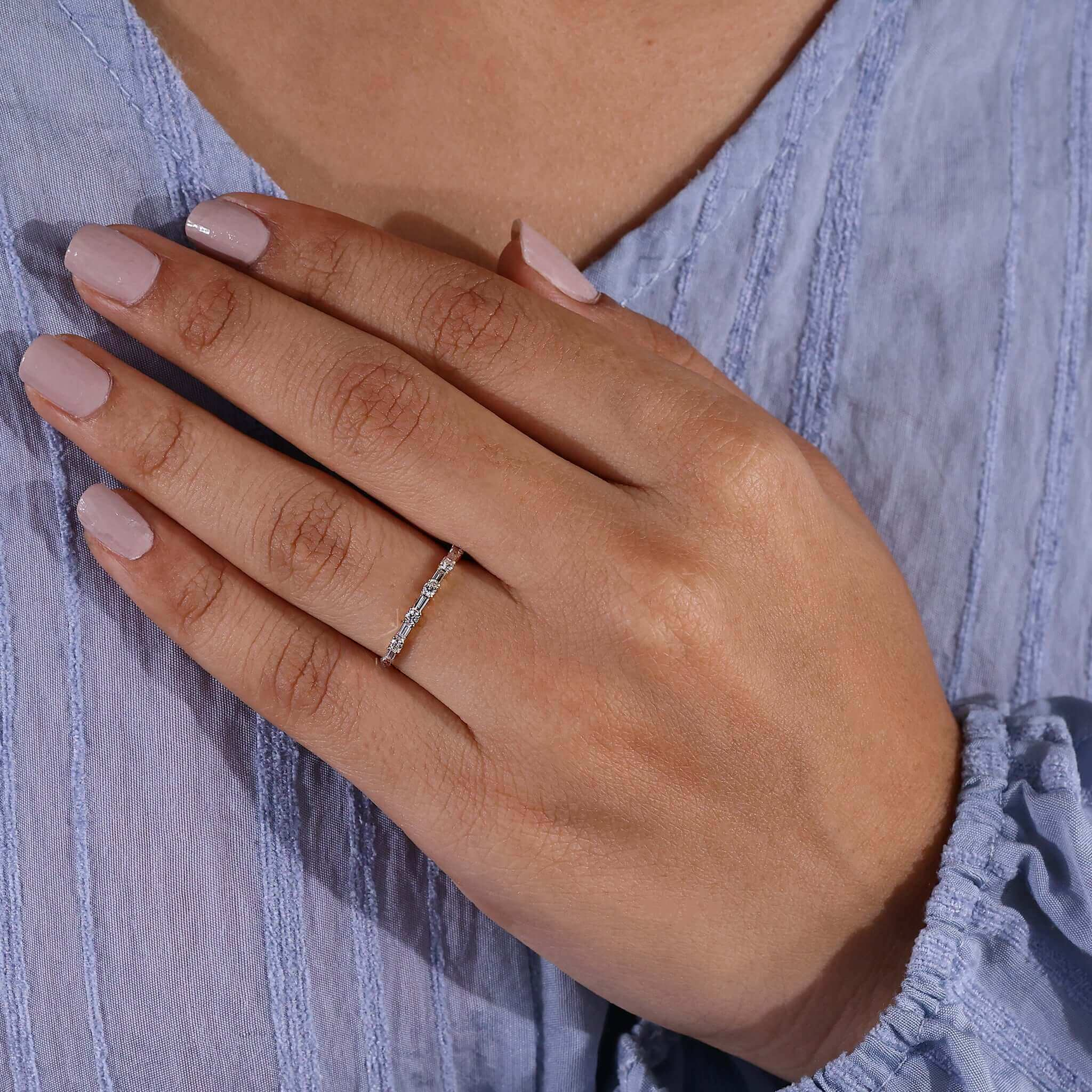 Eternity Wedding Band with Alternating Baguette and Round Lab Grown Diamonds