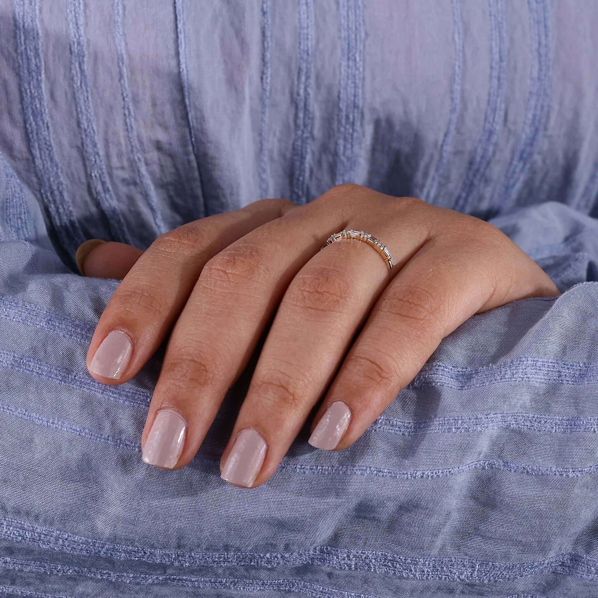 Eternity Wedding Band with Alternating Baguette and Round Lab Grown Diamonds