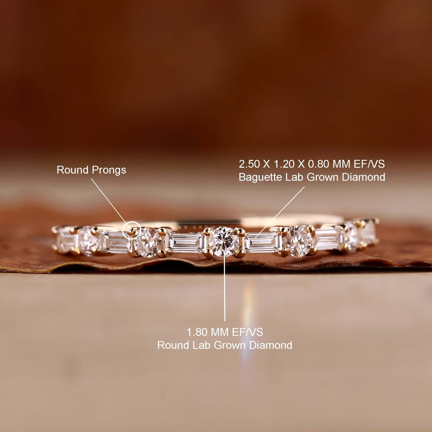 Eternity Wedding Band with Alternating Baguette and Round Lab Grown Diamonds