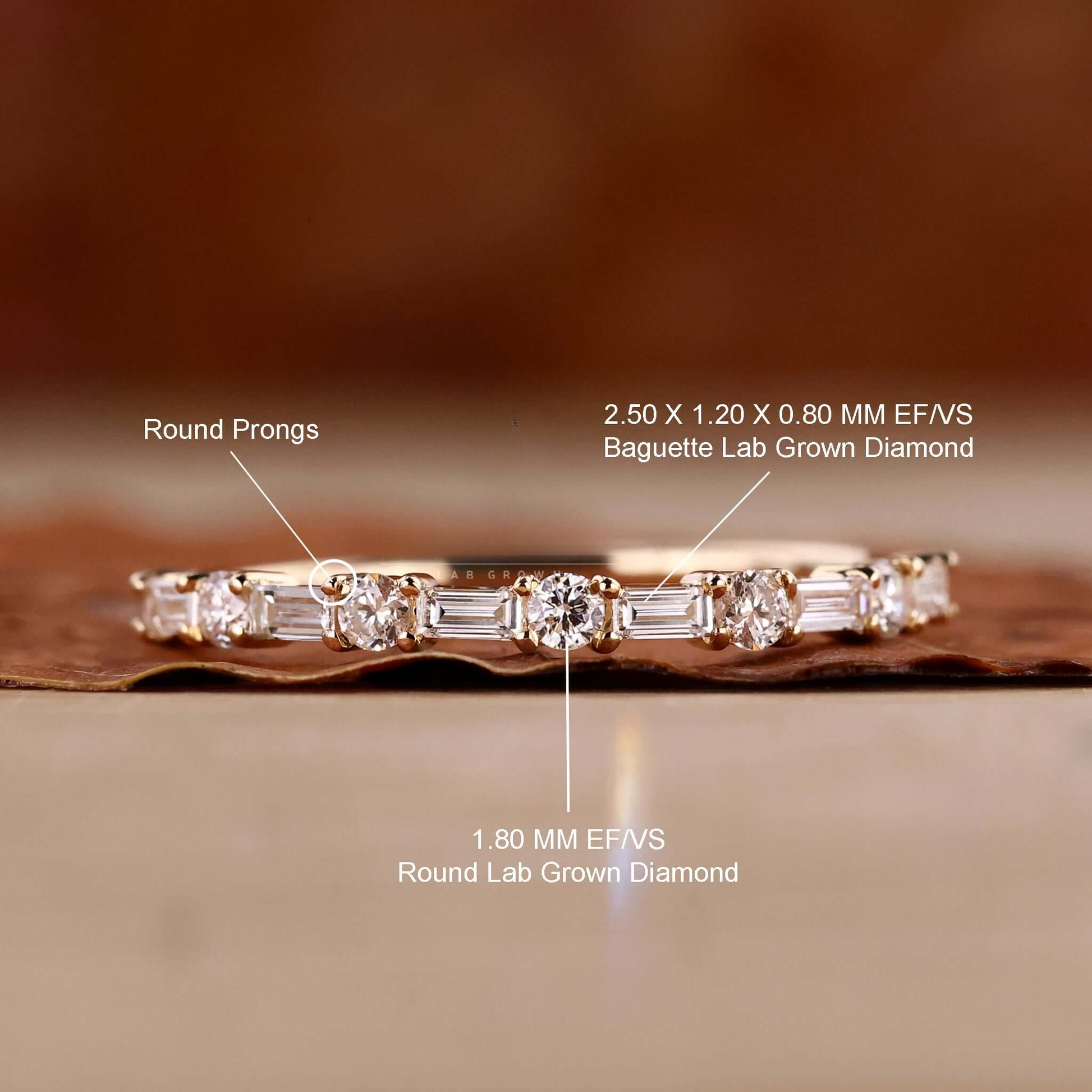 Eternity Wedding Band with Alternating Baguette and Round Lab Grown Diamonds