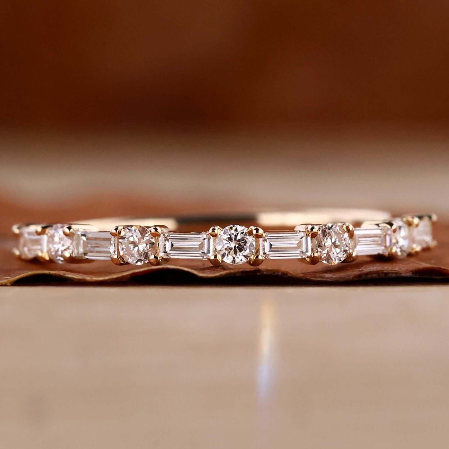 Eternity Wedding Band with Alternating Baguette and Round Lab Grown Diamonds