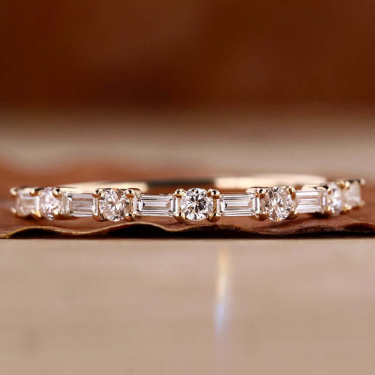 Eternity Wedding Band with Alternating Baguette and Round Lab Grown Diamonds