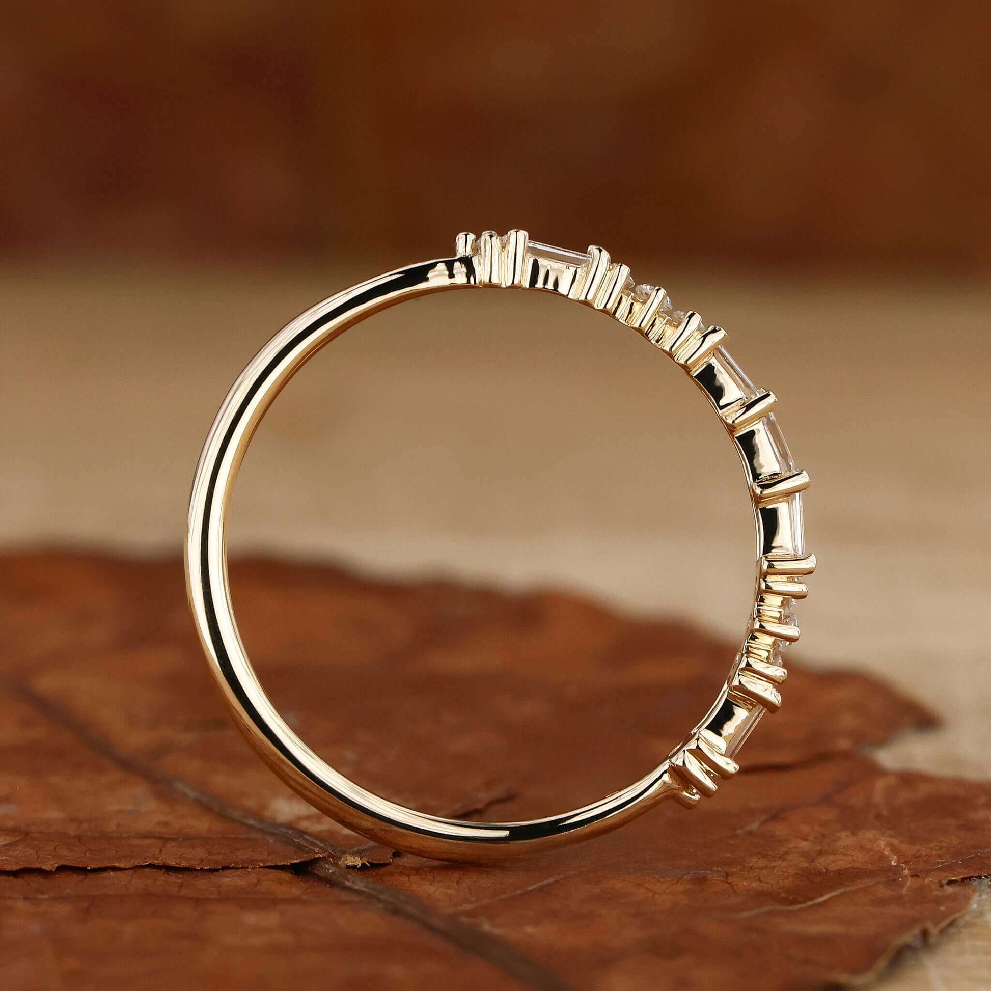 Baguette and Round Lab Grown Diamond Wedding Band Eco Friendly Choice