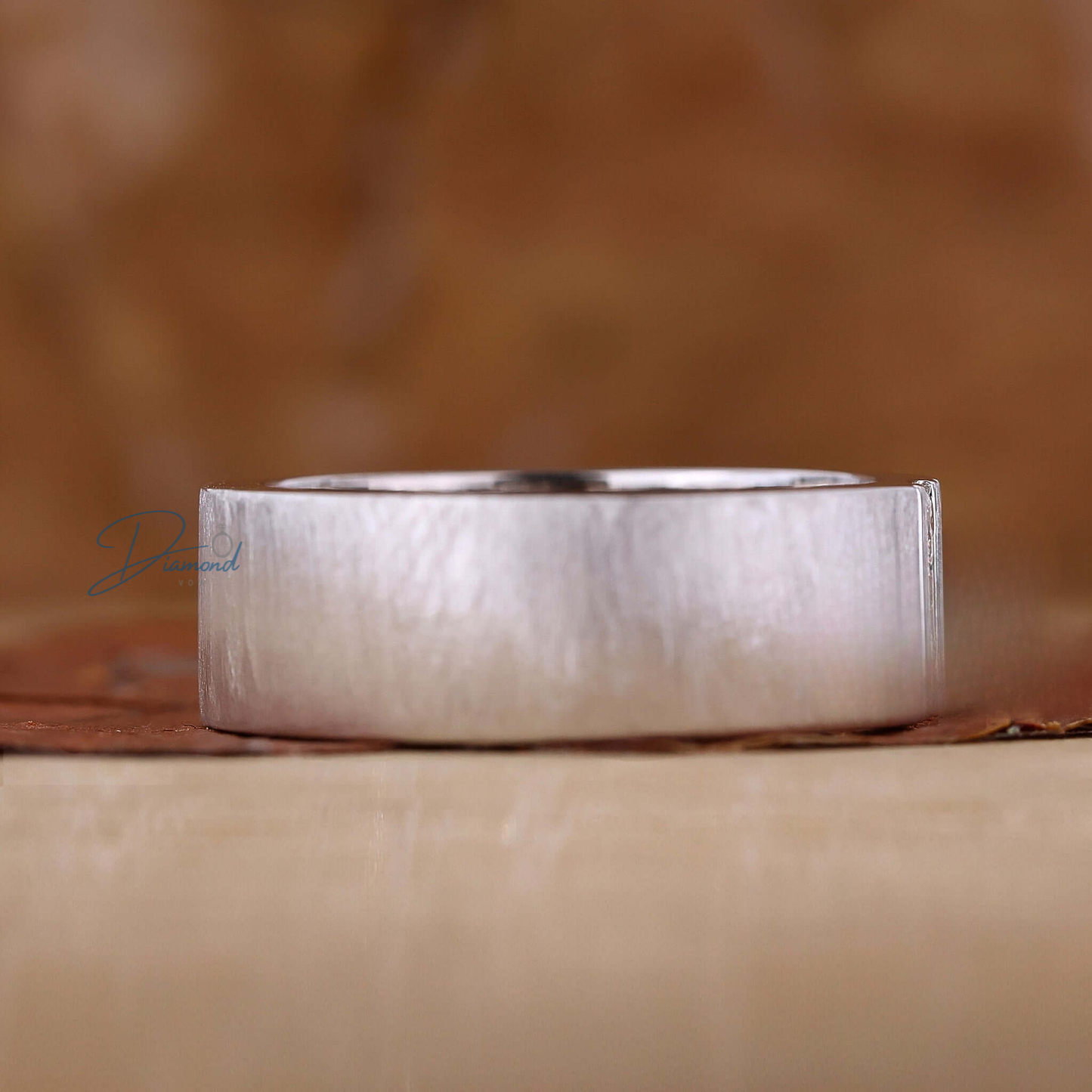 Brushed Finish Round Cut Lab Grown Diamond Men's Wedding Ring