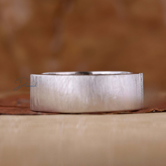 Brushed Finish Round Cut Lab Grown Diamond Men's Wedding Ring