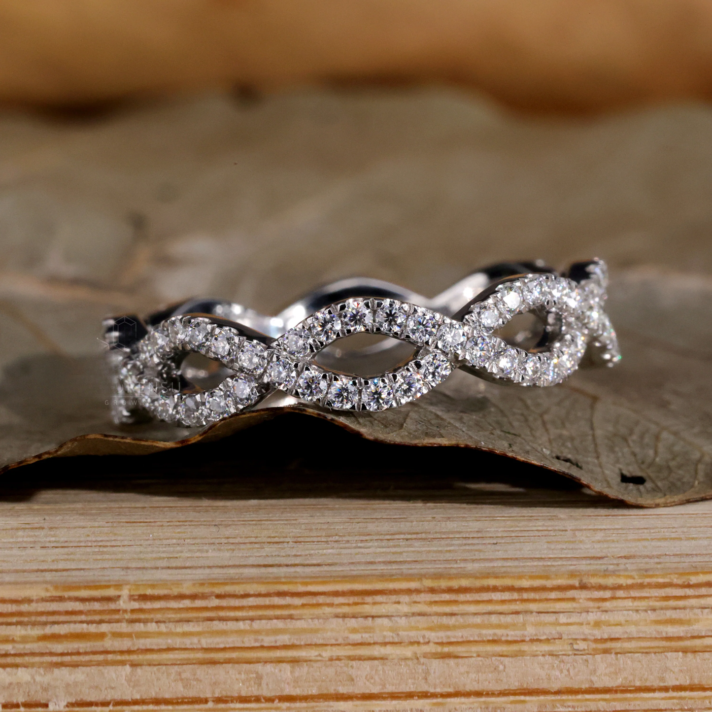 Celtic Style Round Brilliant Cut Lab Grown Diamond Wedding Band, Lab Diamond Cross Over Band