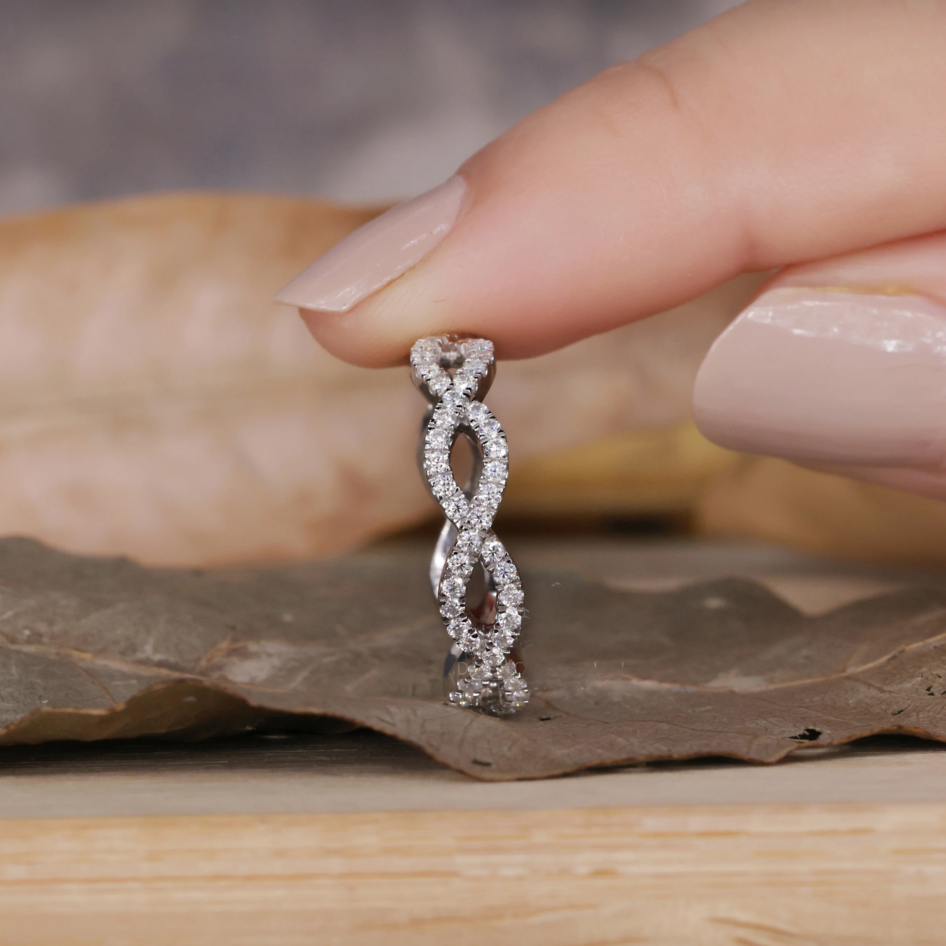 Celtic Style Round Brilliant Cut Lab Grown Diamond Wedding Band, Lab Diamond Cross Over Band