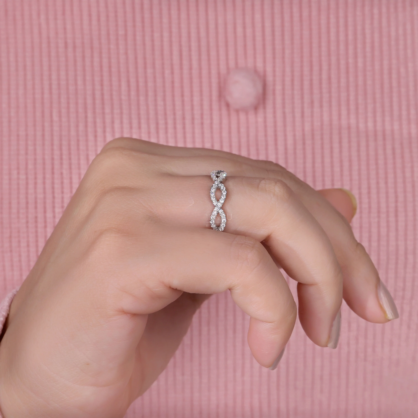 Celtic Style Round Brilliant Cut Lab Grown Diamond Wedding Band, Lab Diamond Cross Over Band