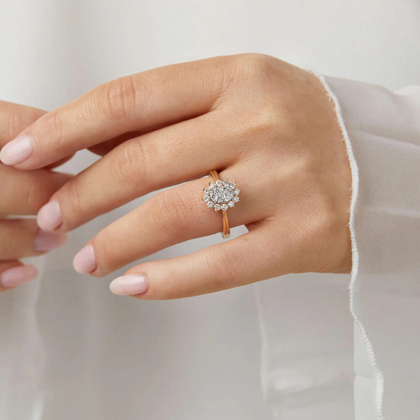 Cluster Ring with 0.62 Carat TW of Diamonds in 14kt Yellow Gold