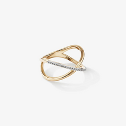 Crossover Ring with Diamonds in 14kt Yellow Gold