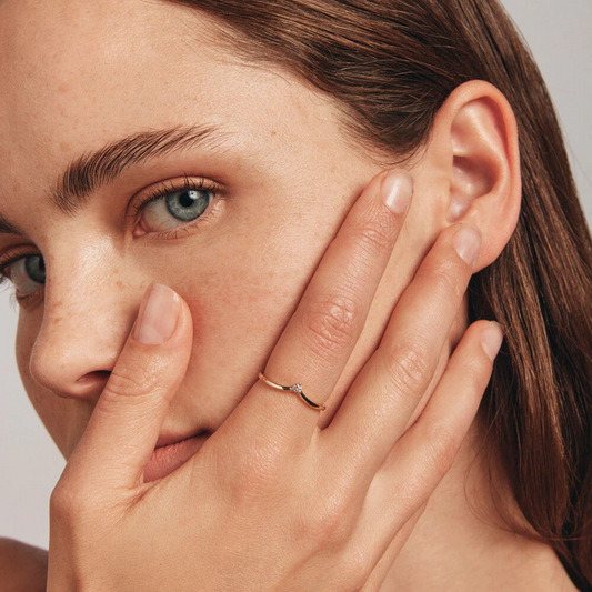 Diamond Accent Chevron Ring in 14kt Yellow Gold