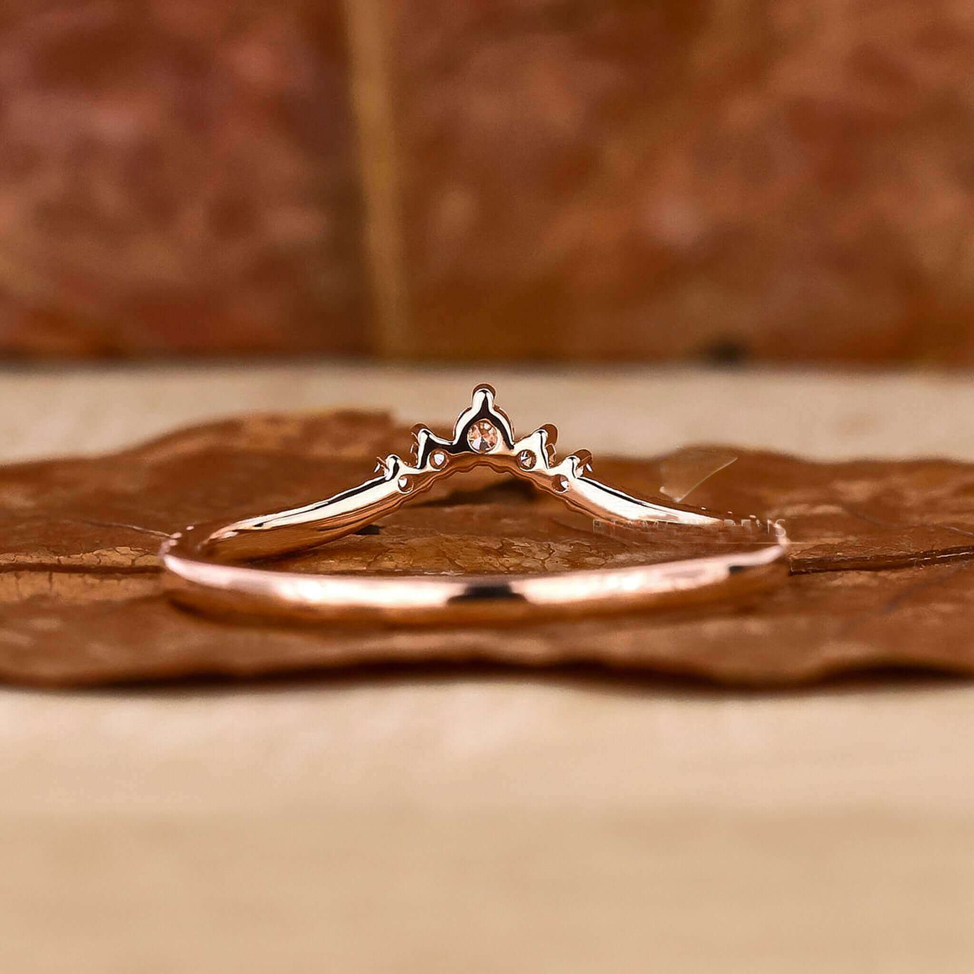 Diamond Chevron Band, Round Cut Diamond Half Eternity Wedding Band