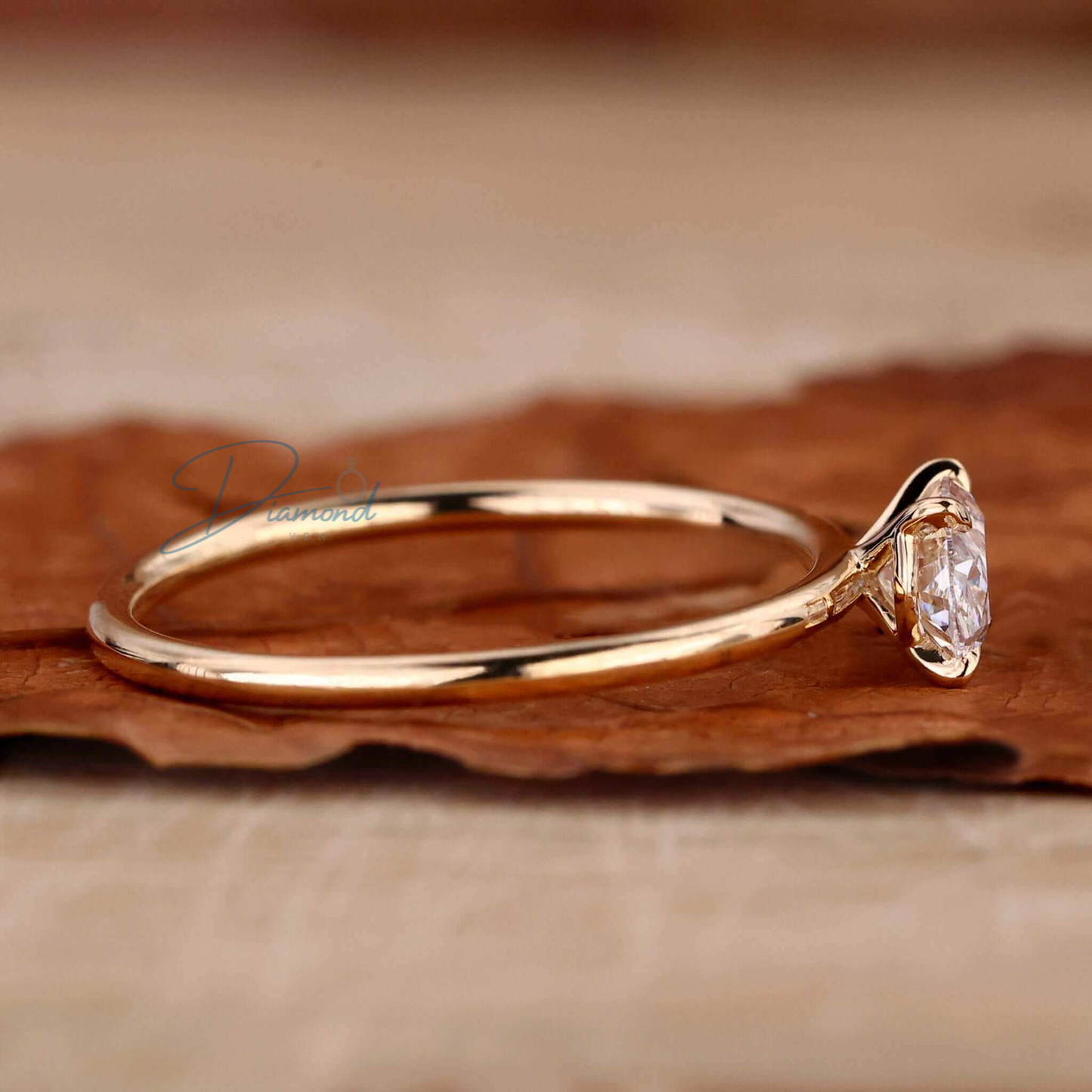 East to West Set Oval Diamond Solitaire Engagement Ring for Women