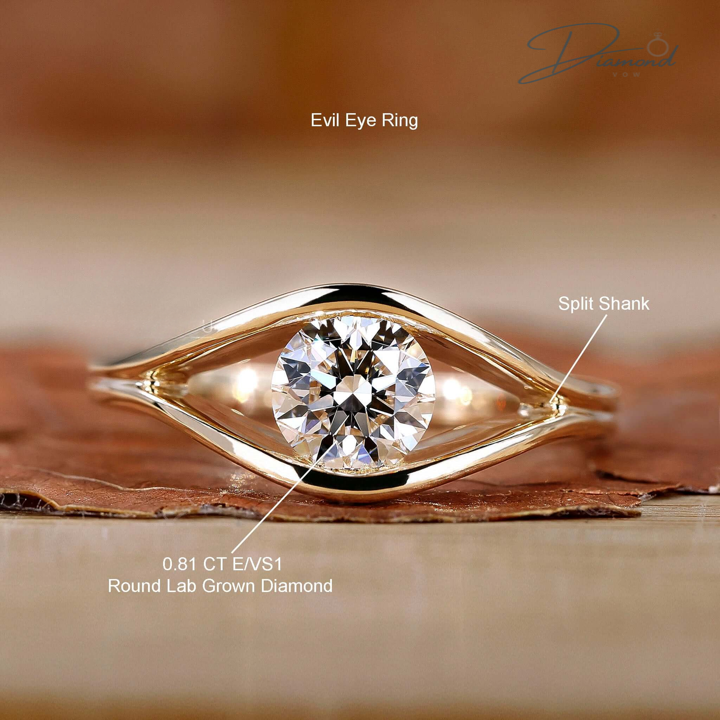 Eye Shape Round Lab Grown Diamond Solitaire Engagement Ring