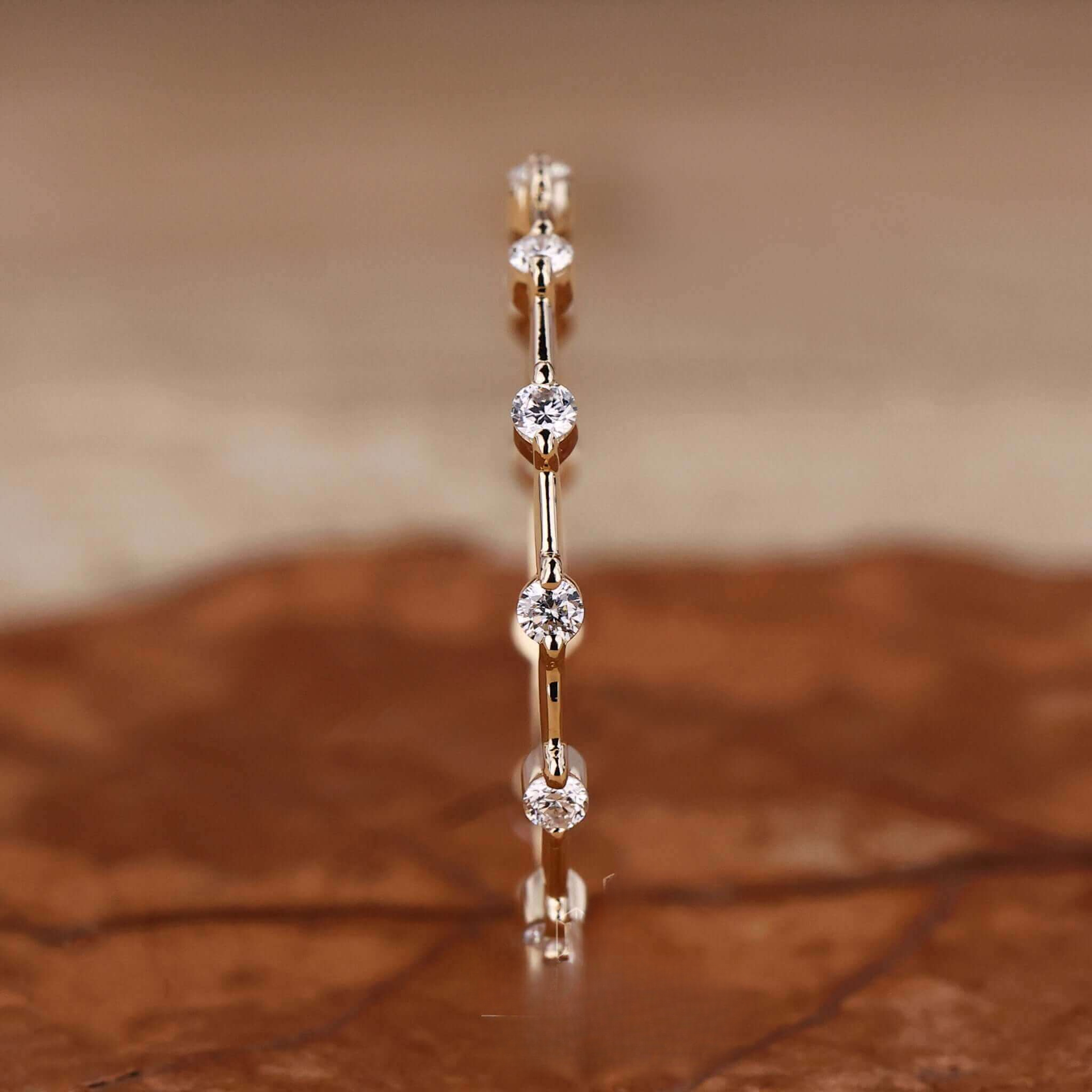 Floating Bubble Diamond Wedding Band, Round Lab Grown Diamond Band