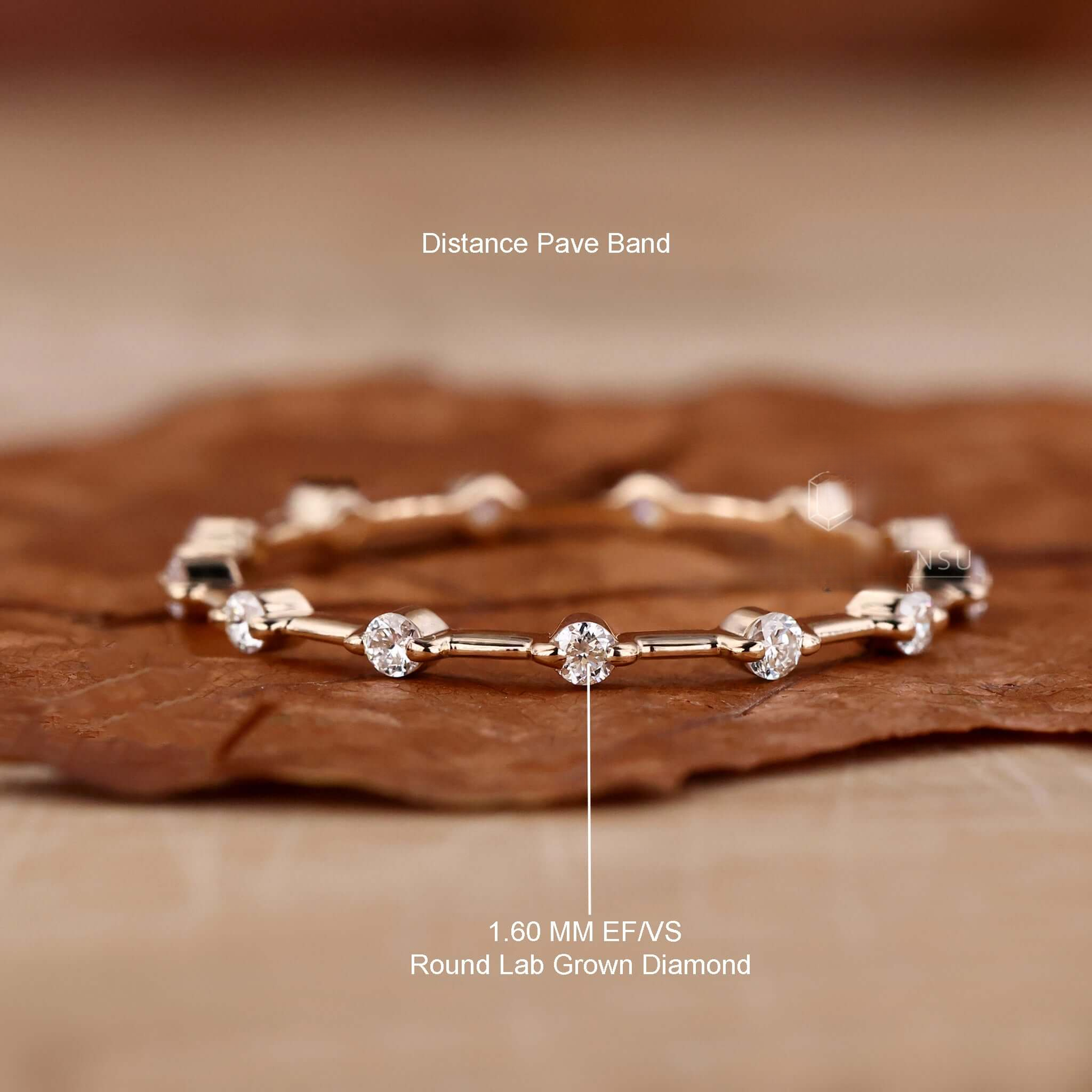 Floating Bubble Diamond Wedding Band, Round Lab Grown Diamond Band