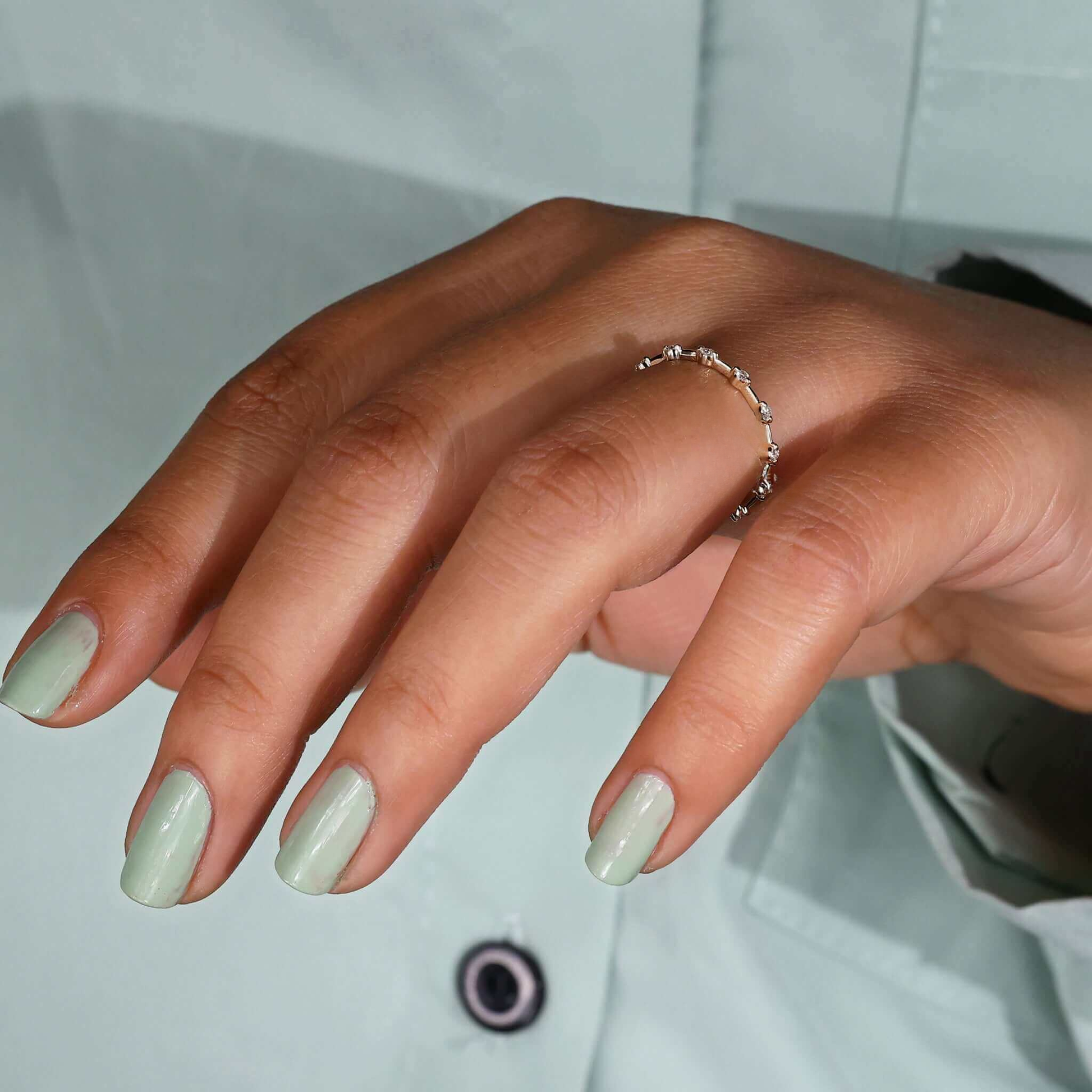 Floating Bubble Diamond Wedding Band, Round Lab Grown Diamond Band