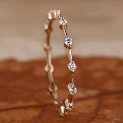 Floating Bubble Diamond Wedding Band, Round Lab Grown Diamond Band