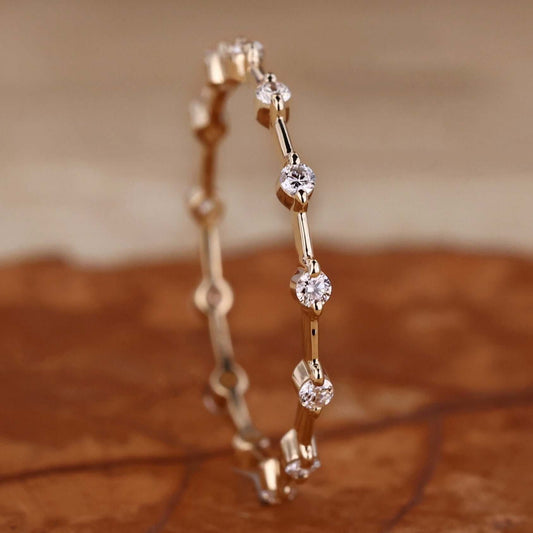 Floating Bubble Diamond Wedding Band, Round Lab Grown Diamond Band