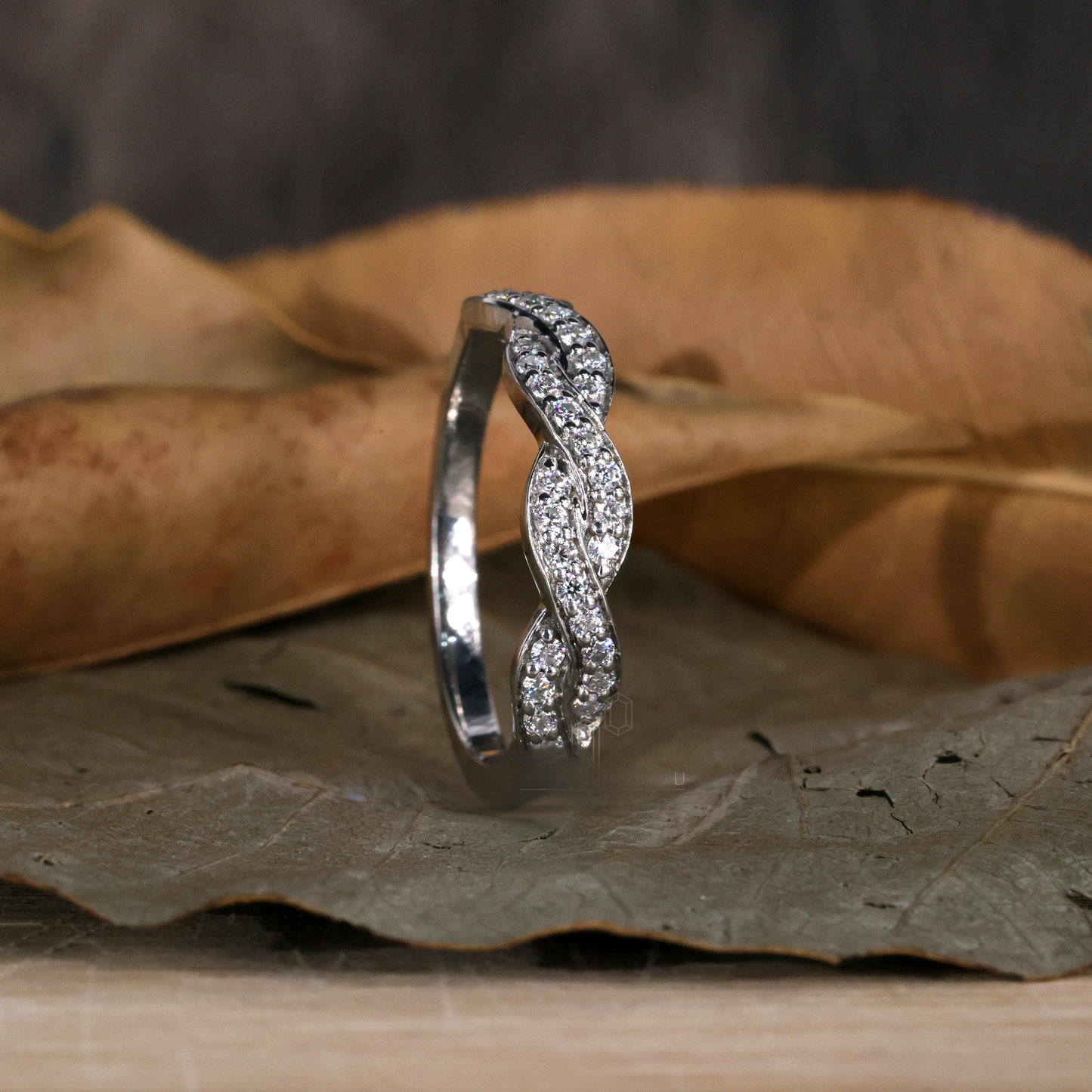 Infinity Twisted Pave Set EF/VVS Lab Created Diamond Band, Round Brilliant Cut Eternity Wedding Band