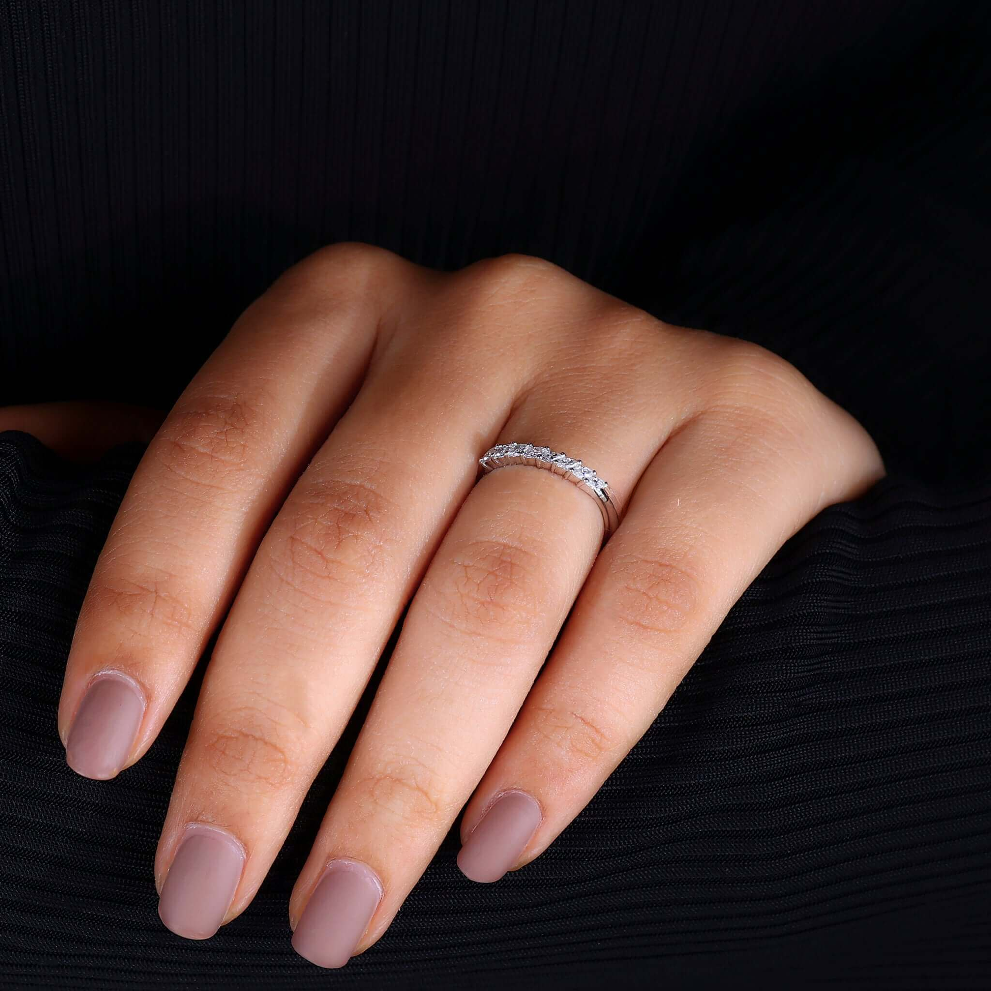 Marquise Cut Lab Created Diamond Wedding Band for Women