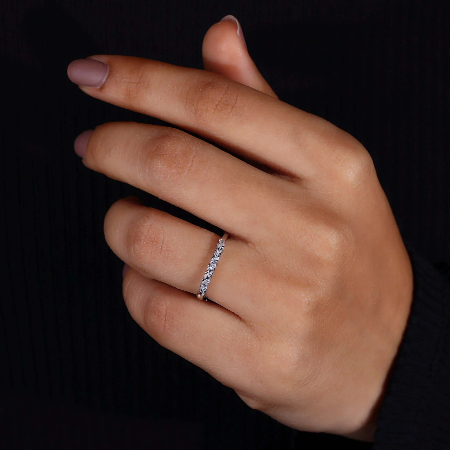 Marquise Cut Lab Created Diamond Wedding Band for Women