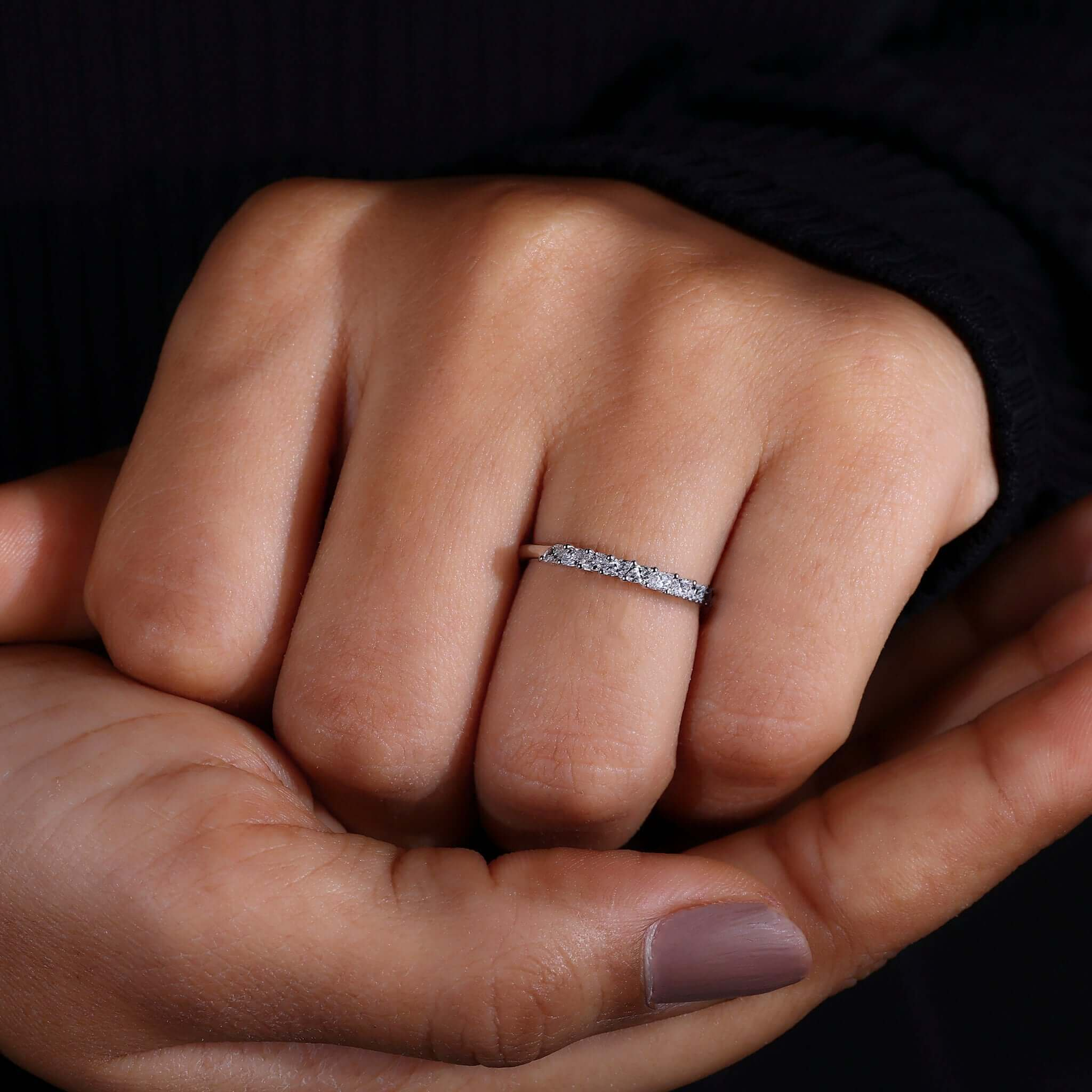 Marquise Cut Lab Created Diamond Wedding Band for Women