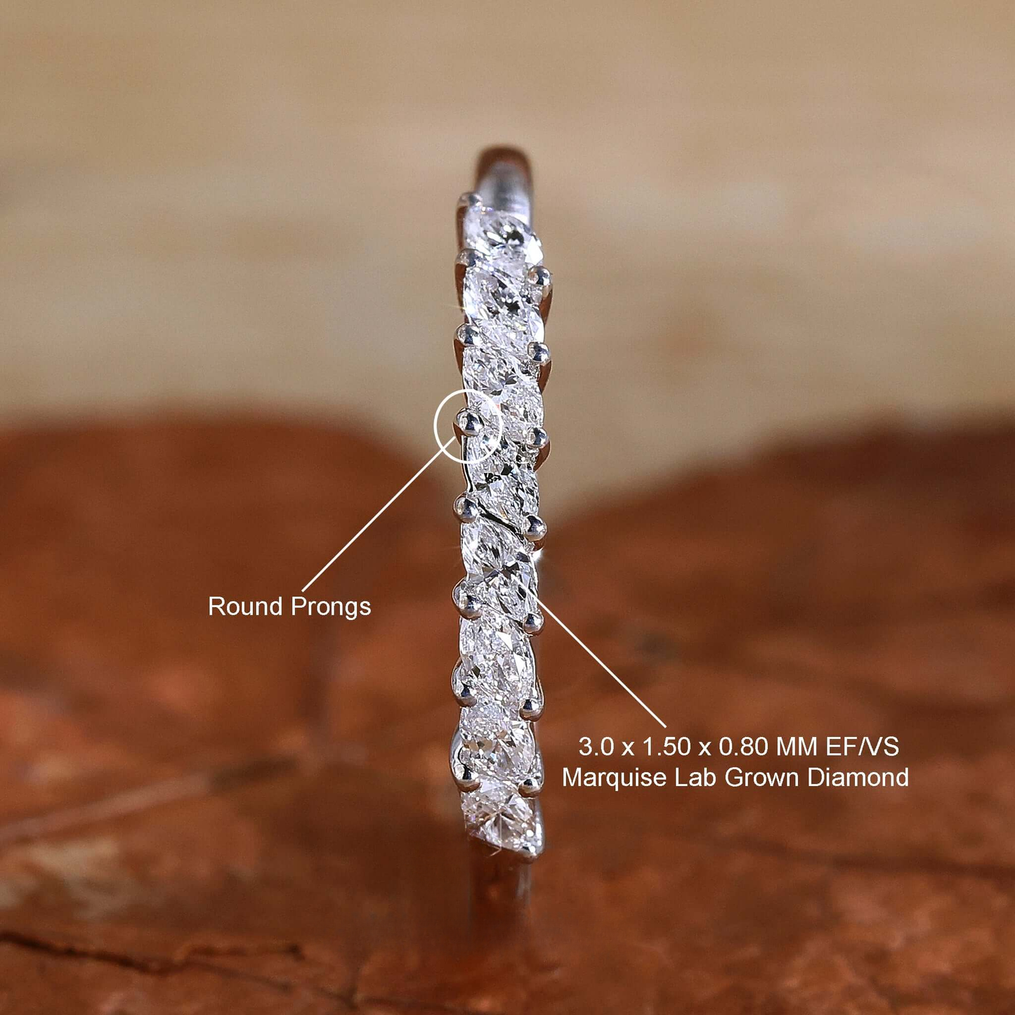 Marquise Cut Lab Created Diamond Wedding Band for Women