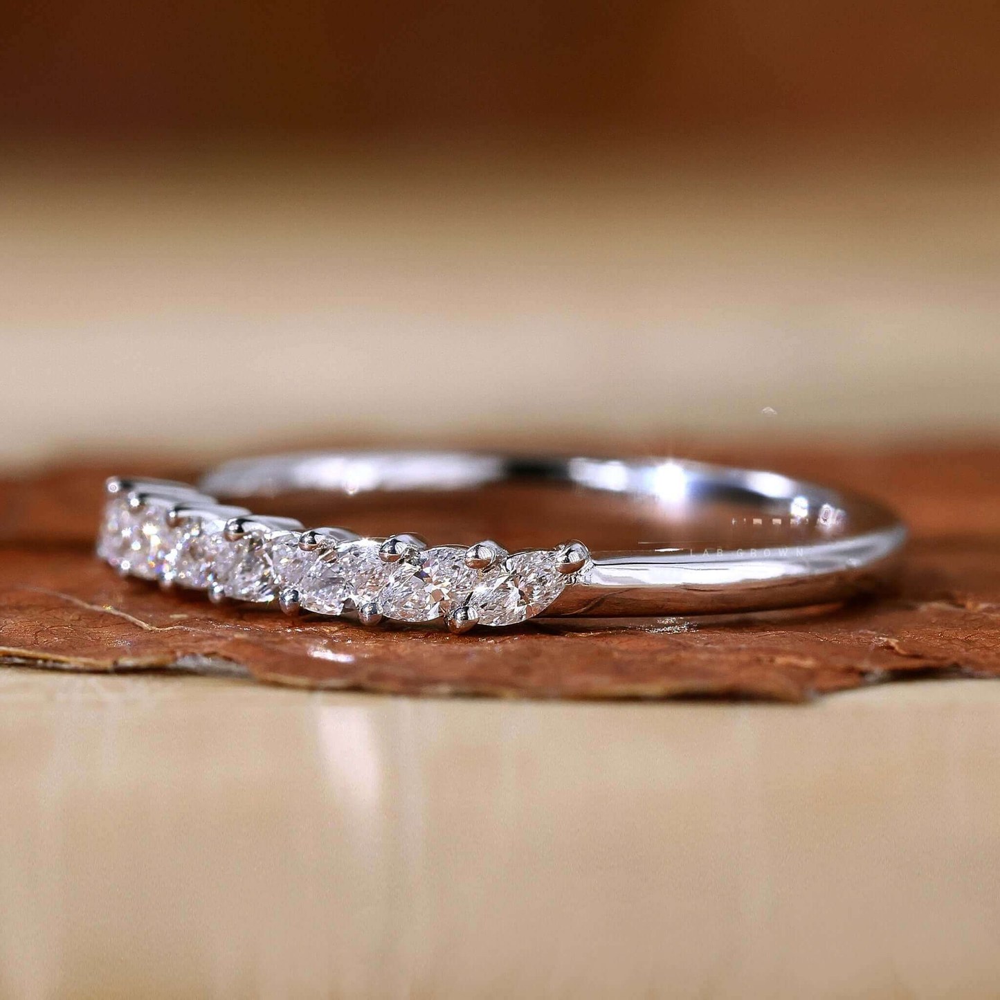 Marquise Cut Lab Created Diamond Wedding Band for Women