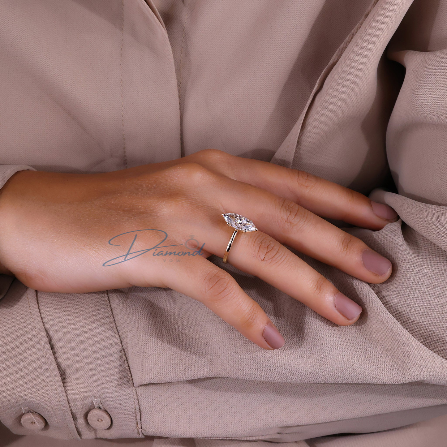 Marquise Solitaire Ring - Gold Solitaire Style